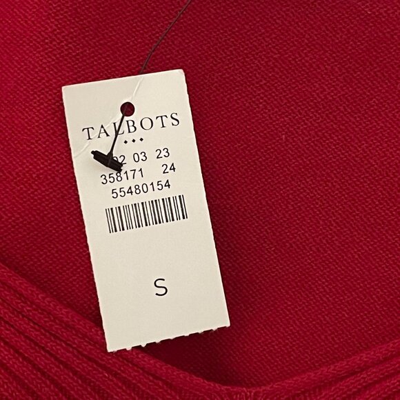 Talbots Small Red Cotton V Neck Sweater NEW WITH TAGS - Picture 5 of 6